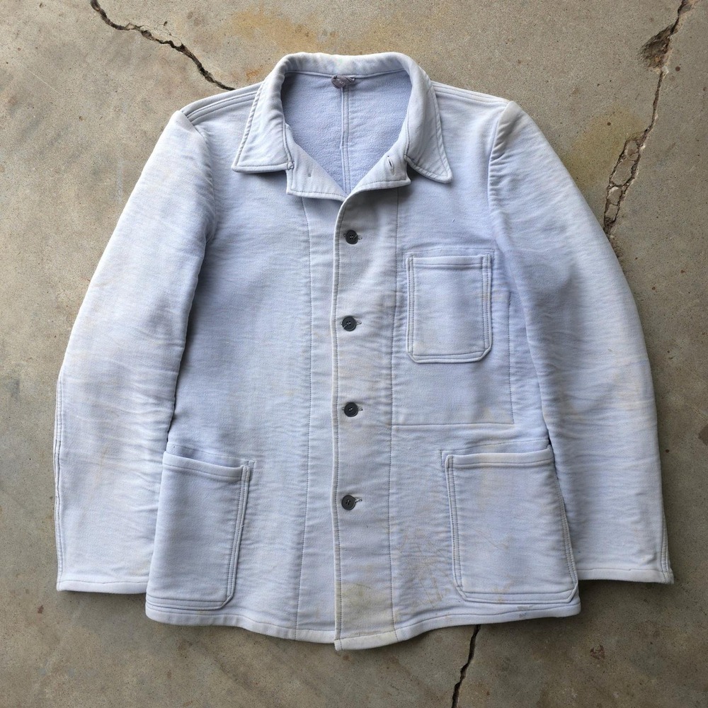 Vintage 1960s Light Blue Chore Jacket Heavyweight Moleskin France